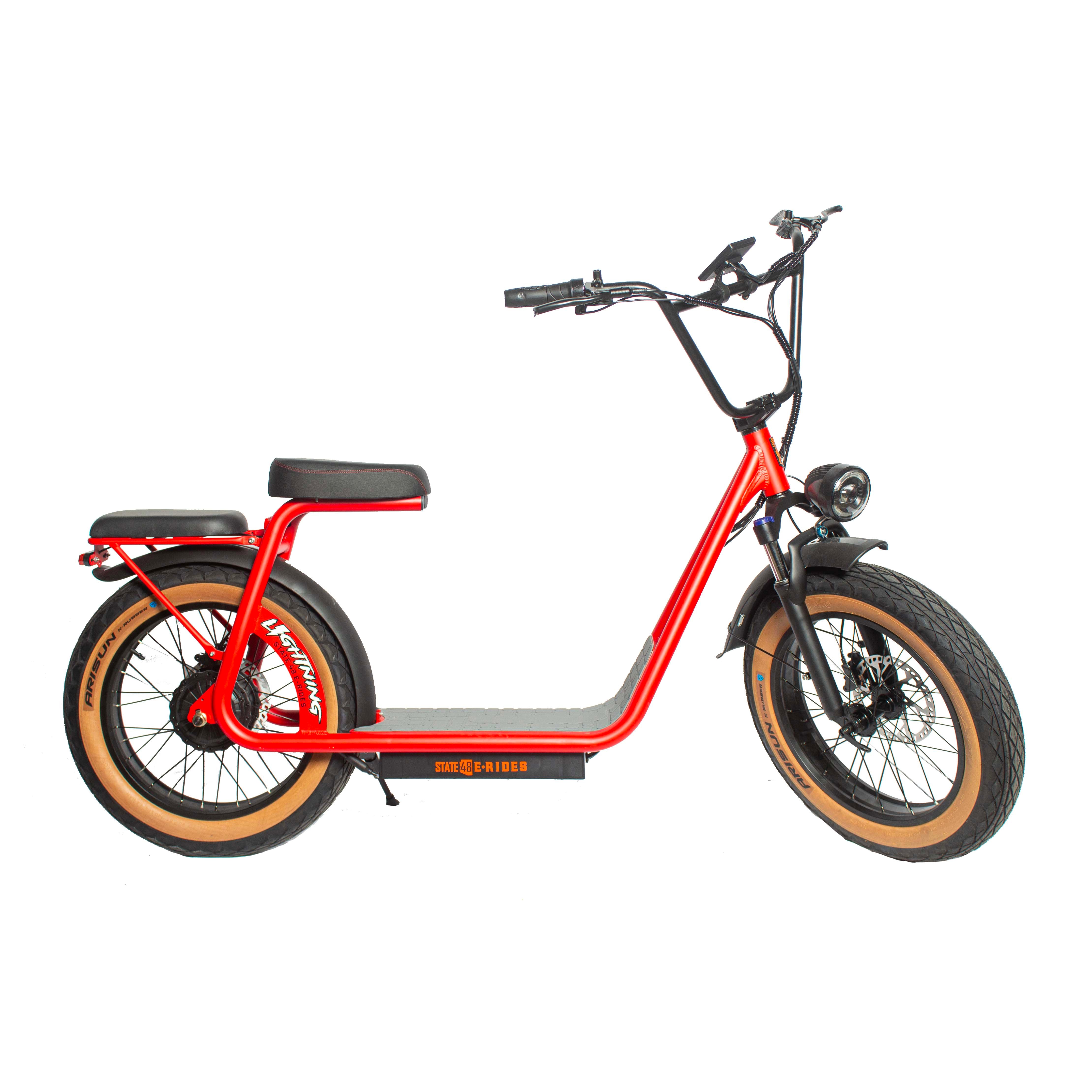suntex lt48 electric bicycle scooter Lightning 1st Gen with 2nd seat. RED/GREEN – State 48 E-Rides